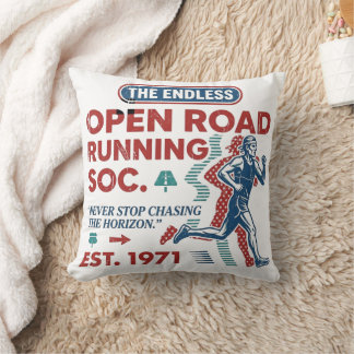 Vintage Open Road Running Club Retro Runner T-shir Kussen
