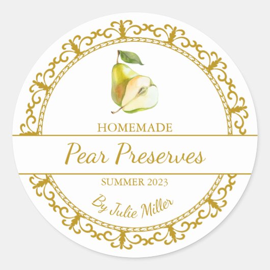 Vintage or fait maison Pear Preserve Étiquette (Devant)