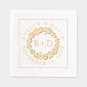 Vintage or rose fleuri wreath initiales mariage (Recto)