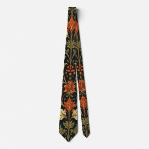 Vintage Oranje en Gele Bloemen, Elegant Stropdas