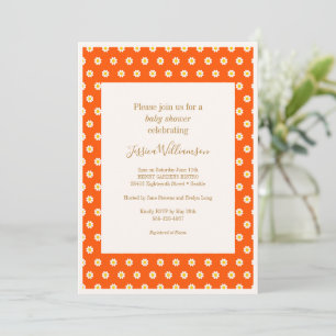 Vintage Oranje Madeliefjes Bloemen Cute Baby Showe Kaart