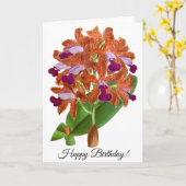 Vintage Oranje Paarse Orchidee Bloem Kaart (Gele Bloem)