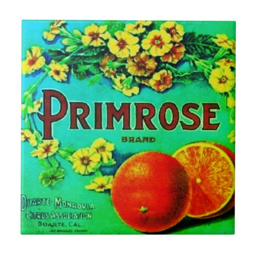 Vintage oranje reclameetiket tegeltje (Voorkant)