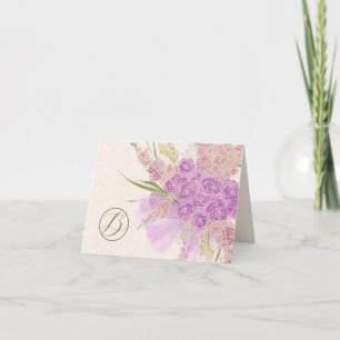 Vintage Orchidee Ombré Strik en Boeket Bedankkaart