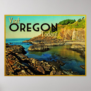 Vintage oregonkusten poster