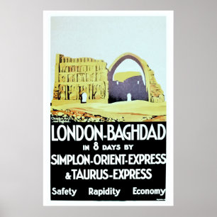 Vintage Orient Express London Bagdad Poster