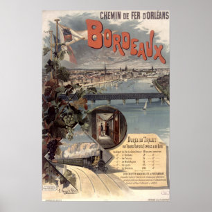 Vintage Orleans-spoorwegen Parijs naar Bordeaux Poster