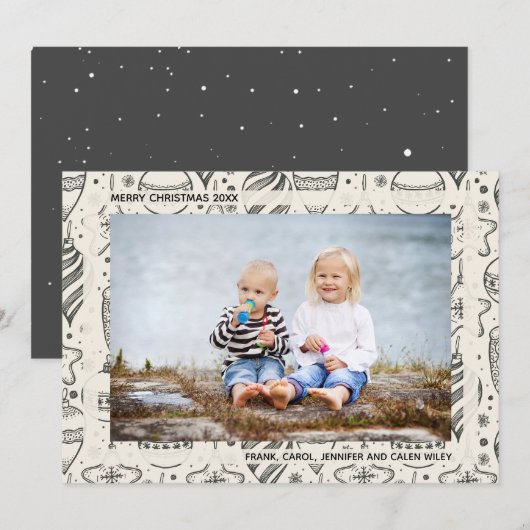 Vintage Ornamenten Feestdagenkaart (Voorkant / Achterkant)