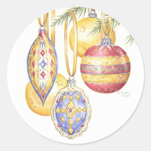 Vintage Ornamenten Kerst stickers (Voorkant)