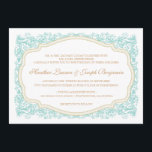 Vintage Ornate Blue & Gold Faire-part de mariage<br><div class="desc">Elégante et intemporelle, cette vintage invitation d'inspiration est aussi belle que le jour de votre rencontre ! Détails de défilement orné en bleu caspien met en évidence un cadre de point rétro avec une typographie propre et classique. Une carte de sauvegarde et de réponse est également disponible.Ajoutez un timbre pour...</div>