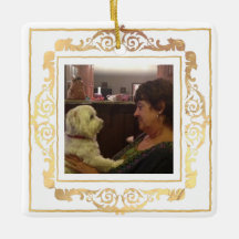 Vintage Ornate Gold Pet photo Ornement céramique