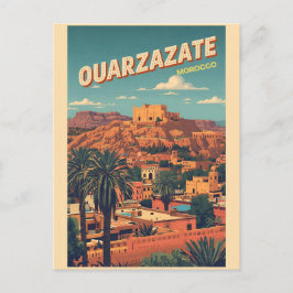Vintage Ouarzazate city kasbah Sahara Desert moroc Briefkaart