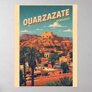 Vintage Ouarzazate stad kasbah Sahara woestijn Mar Poster