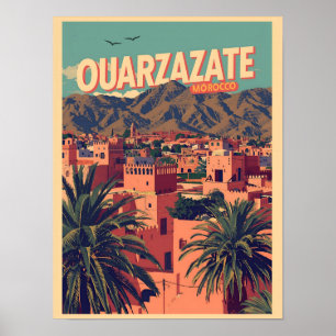 Vintage Ouarzazate stad kasbah Sahara woestijn Mar Poster