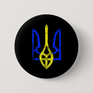 Vintage Oude Tryzub Oekraïens Symbool Oekraine Vla Ronde Button 5,7 Cm