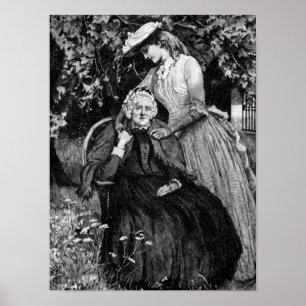 Vintage Oudere Moeder Dochter Klein Poster