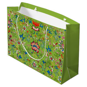 Vintage Owen Jones Chinees Ornament Groen Bloemmot Groot Cadeauzakje
