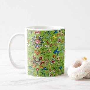 Vintage Owen Jones Chinees ornament groen bloemmot Koffiemok