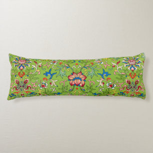 Vintage Owen Jones Chinees Ornament Groen Bloemmot Lichaamskussen
