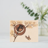 Vintage Owl in maan Briefkaart (Staand voorkant)