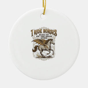 Vintage Paard Draak Fantasy Ruiter Shirt Ontwerp_1 Keramisch Ornament