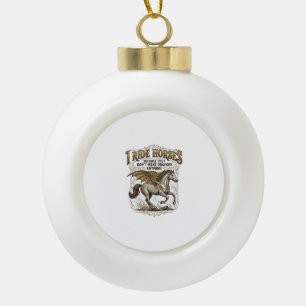 Vintage Paard Draak Fantasy Ruiter Shirt Ontwerp_1 Keramische Bal Ornament