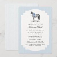 Vintage Paard Equine Blauwe Jongen Elegante Baby S