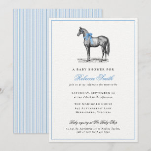 Vintage Paard Equine Blauwe Jongen Elegante Baby S Kaart