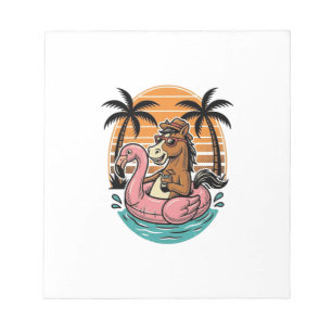 Vintage Paard Flamingo Float Zomer Vakantie Ontwer Notitieblok