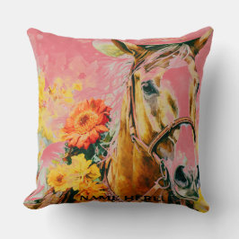 vintage paard met cowboyhoed kussen