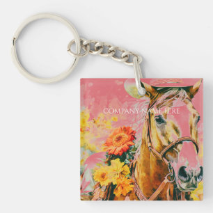 vintage paard met cowboyhoed sleutelhanger