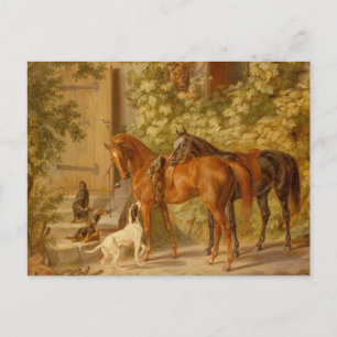 Vintage paarden bij de Porch Albrecht Adam Briefkaart