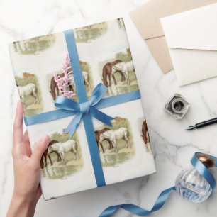 Vintage paarden-liefhebbers cadeaupapier