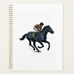 Vintage paardenraces jockey vector ontwerp_1 planner