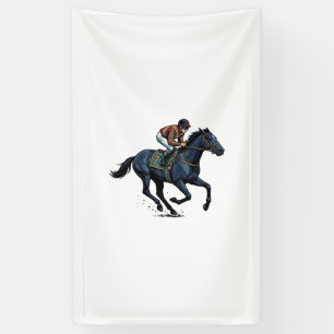 Vintage paardenraces jockey vector ontwerp_1 spandoek