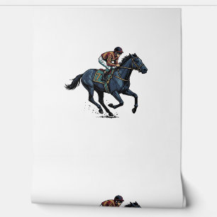 Vintage paardenrennen jockey vector ontwerp_1 behang