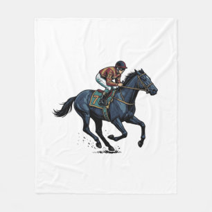 Vintage paardenrennen jockey vector ontwerp_1 fleece deken