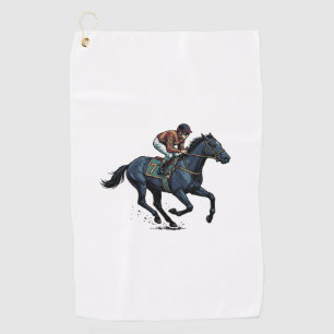 Vintage paardenrennen jockey vector ontwerp_1 golfhanddoek