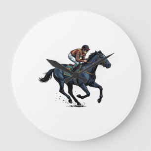 Vintage paardenrennen jockey vector ontwerp_1 grote klok
