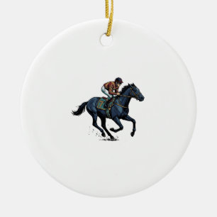 Vintage paardenrennen jockey vector ontwerp_1 keramisch ornament