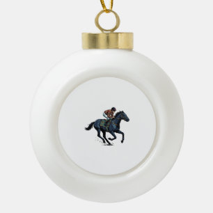 Vintage paardenrennen jockey vector ontwerp_1 keramische bal ornament