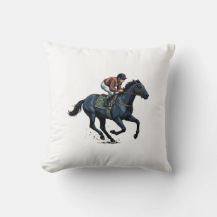 Vintage paardenrennen jockey vector ontwerp_1 kussen