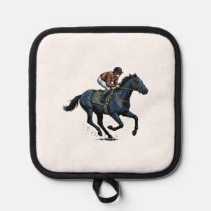 Vintage paardenrennen jockey vector ontwerp_1 pannenlap