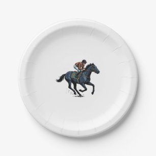 Vintage paardenrennen jockey vector ontwerp_1 papieren bordje