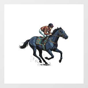 Vintage paardenrennen jockey vector ontwerp_1 raamsticker