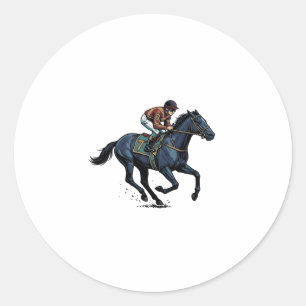 Vintage paardenrennen jockey vector ontwerp_1 ronde sticker