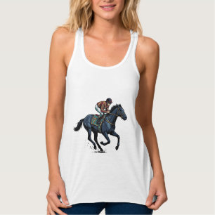 Vintage paardenrennen jockey vector ontwerp_1 tanktop