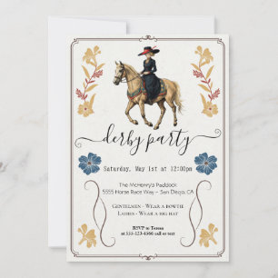 Vintage Paardensport Kentucky Derby Uitnodiging Pa