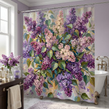 Vintage Paarse Bloemen Gordijn voor de Douche