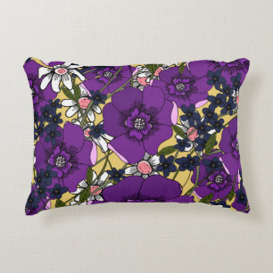 Vintage Paarse Wilde Bloemen Accent Kussen